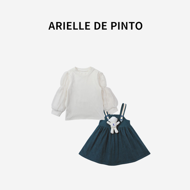 French ARIELLE DE PINTO girl's autumn clothing small bear skirt suit fashion fall children two sets of foreign air-Taobao