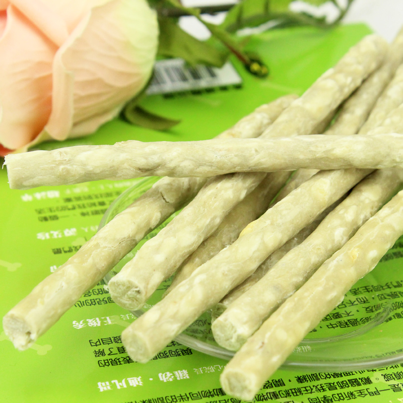 宠物狗狗零食 狗狗咬胶 狗磨牙洁齿棒 单根奶香蔬菜棒 补钙磨牙棒
