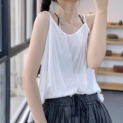 Sufanka Spring/Summer solid color simple and fashionable short skirt, with a slimming cotton base layer and a versatile vest and halter top