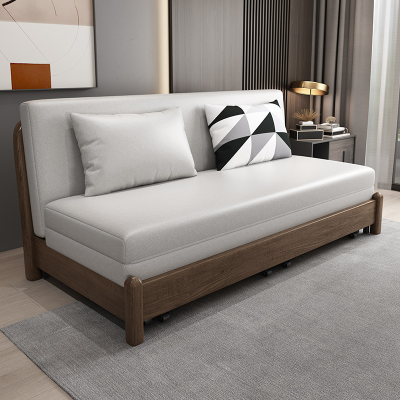 Technical cloth solid wood sofa bed can be folded and multifunctional Italian living room small apartment single and double dual-use sofa bed