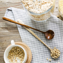 Wooden long handle stirring spoon wood spoon sauce spoon to drink honey spoon coffee spoon seasoning spoon solid wood log large spoon