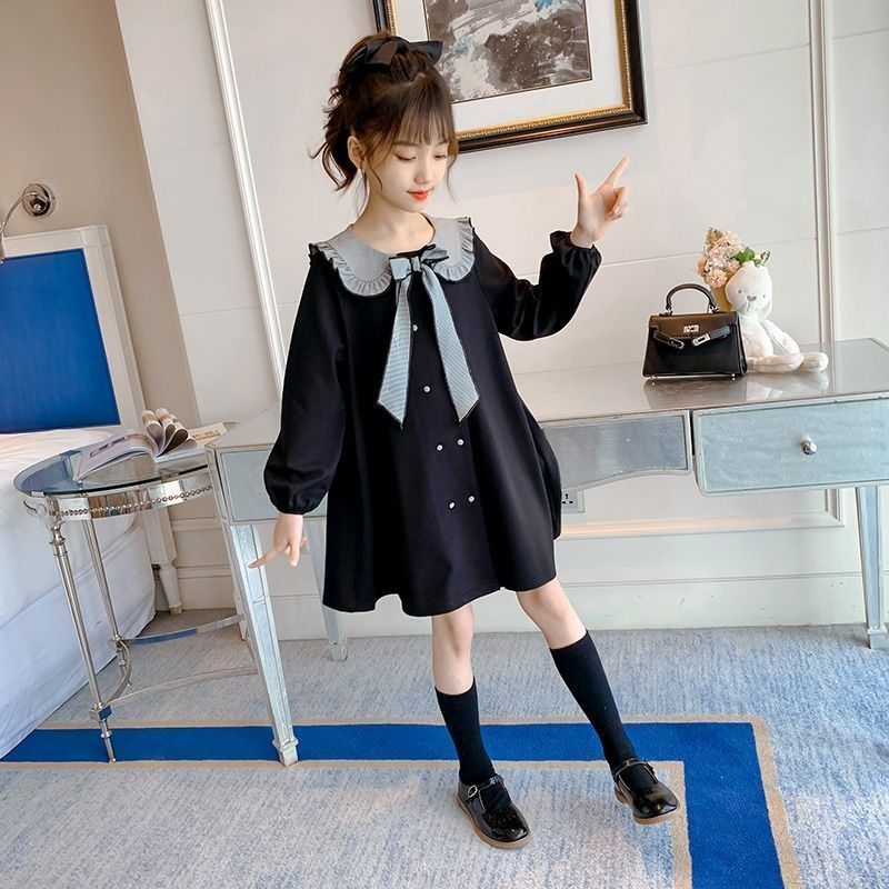 Korean girl dress spring and autumn 2021 new children sweet princess dress girl Middle and big child skirt