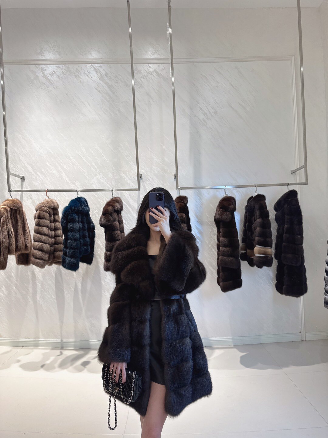 Dark curry European version of big turns Russian ferret with long fur coat-Taobao