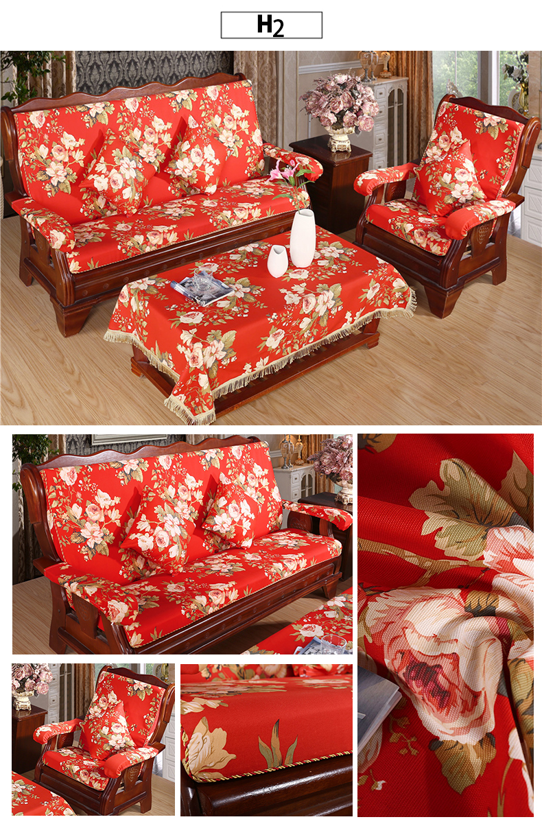 Royal yêu bông cotton tê tê đệm với tựa lưng mật độ cao miếng bọt biển đỏ rắn gỗ ghế liên bang đệm nệm lót ghế
