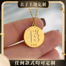 Customized ins parent-child photo sterling silver pendant 18k gold engraved basketball pendant birth and adult ceremony commemorative gift diy