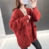 Áo len mùa thu 2019 mới áo len nữ dày cổ chữ V tay dài buông lơi màu rắn hàn quốc - Đan Cardigan Đan Cardigan