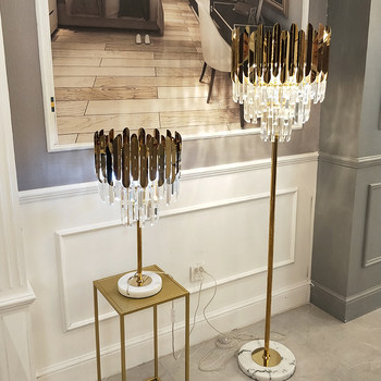 Light Luxury Post-Modern Floor Lamp for Villa Living Room Sofa, Personalized Bedroom Bedside, Creative Hotel ins Style Crystal Lamp