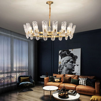 Light Luxury Crystal Home Lighting for Living Room and Dining Room, Simple Modern Style for Duplex Lobby, American-Style Dining Room, Horizontal Villa Lighting Fixtures