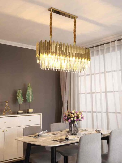 Light Luxury and Elegant Living Room Lamp, Crystal Lighting, Designer Hong Kong-Style Post-Modern Minimalist Home Gold Decorative Chandelier