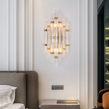 Postmodern Minimalist Creative Light Luxury Crystal Wall Lamp for Villa, Hotel, Project, Corridor, Staircase, Bedroom, Bedside, Background Wall