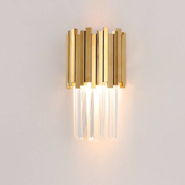 Postmodern minimalist light luxury and warm bedroom bedside crystal wall lamp villa living room hotel corridor aisle wall lamp