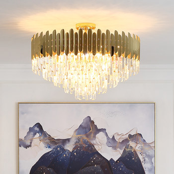 Suction and Hanging Dual-Use Light Luxury Crystal Chandelier, Post-Modern Living Room Lamp, Dining Room Lamp, Luxurious Bedroom Foyer Ceiling Lamp