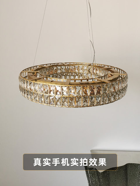 Postmodern Light Luxury Chandelier for Living Room, 2025 New Model, Modern Minimalist Style, Elegant Circular Crystal Chandelier