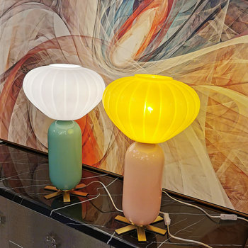 Original New Colorful Macaron Bedroom Bedside Table Lamp Nordic Side Table Decorative Table Lamp Glass Ball Living Room Lamp