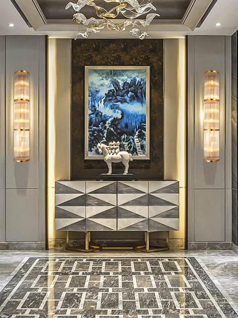 Large Lobby Crystal Wall Lamp, Staircase Tv Background Wall, Villa Living Room, Duplex Building, Post-Modern Engineering Large Wall Lamp