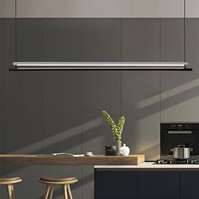 Restaurant Lamp Light Luxury Normcore Scandinavian Post-Modern Minimalist Designer Office Black Bar Table Long Chandelier