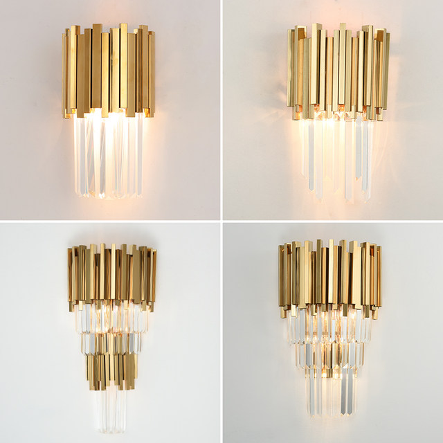 Postmodern minimalist light luxury and warm bedroom bedside crystal wall lamp villa living room hotel corridor aisle wall lamp