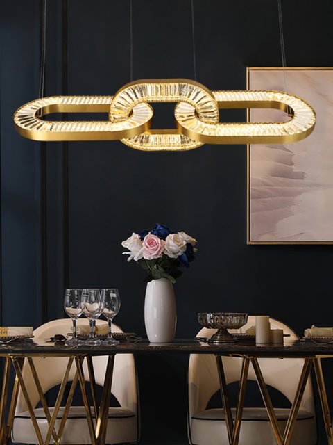 Light Luxury Minimalist Crystal Iron Chain Chandelier, Personalized and Creative Lighting for Dining Room, Living Room, Study, Bedroom, Multi-Layer Duplex Lighting Fixtures