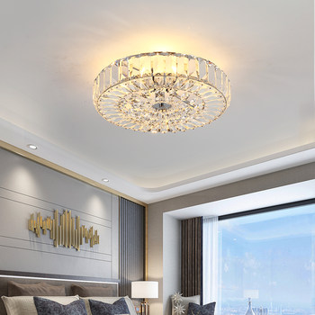 European-Style Crystal Ceiling Lamp, Post-Modern, Simple and Elegant, Suitable for Rooms, Balconies, Entryways, Master Bedrooms, Round, Light Luxury Lighting Fixtures