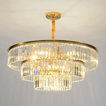 Postmodern Light Luxury Multi-Layer Crystal Dining Room Chandelier, Living Room Lamp, Bedroom Minimalist Lighting, Trendy and Elegant Light Luxury Italian Style