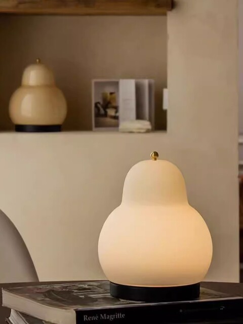 Cream Pear Table Lamp French Vintage Bedroom Bedside Touch Portable Ambiance Night Light Birthday Gift