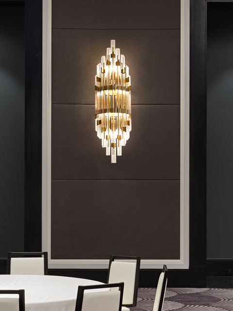 Large Lobby Crystal Wall Lamp, Staircase Tv Background Wall, Villa Living Room, Duplex Building, Post-Modern Engineering Large Wall Lamp