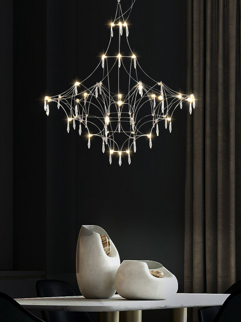 Postmodern Light Luxury Living Room Crystal Firefly Chandelier Restaurant Bedroom Creative Hotel Branch Staircase Chandelier Nordic Style