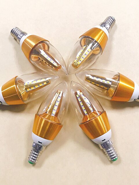 Led Light Bulb E14 E27 Screw Base Light Source 5W 7W Energy-Saving Ultra-Bright Three-Color Dimming Warm Yellow Candle Tail-Tip Bulb