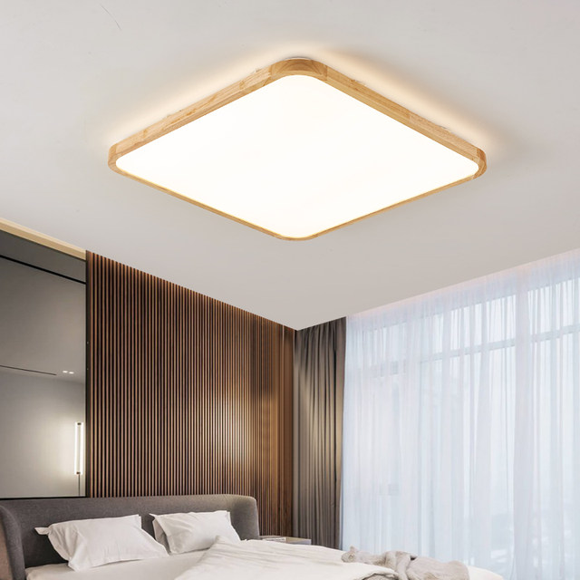 Scandinavian Ultra-Thin Master Bedroom Ceiling Lamp Solid Wood Living Room Round Modern Minimalist Room Aisle Balcony Led Lamps