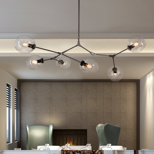 Postmodern Minimalist Creative Living Room Chandelier, Magic Bean Molecular Lamp, All-Copper Bubble Ball, Stylish Loft Personality Lighting