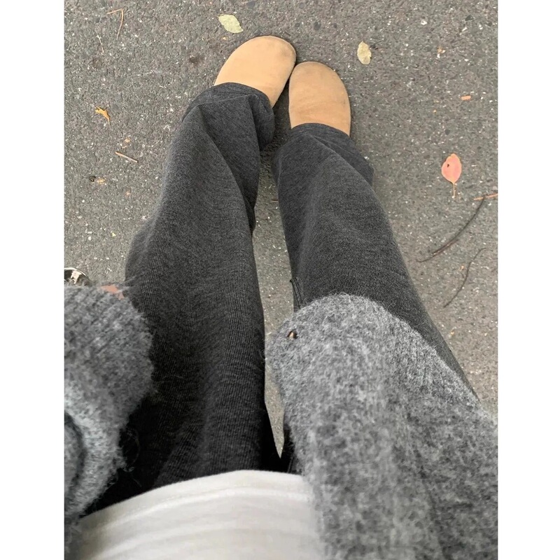 Dark Gray Glutinous Rice Pants for Women, Autumn and Winter, Drapey, Fleece-Lined, Thickened, High-Waisted, Soft and Comfortable, Floor-Length Wide-Leg Pants
