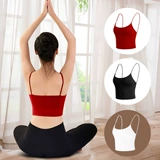Одежда для йоги, майка топ, поддерживающий топ с чашечками, сексуальный топ без лямок для спортзала, спортивный бюстгальтер, с лямками