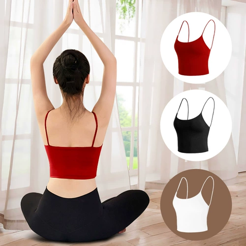 Одежда для йоги, майка топ, поддерживающий топ с чашечками, сексуальный топ без лямок для спортзала, спортивный бюстгальтер, с лямками