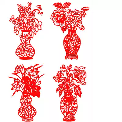 Vase paper-cut kindergarten decorative painting window flower paper-cut characteristic vase abroad small gift 28cm paper-cut