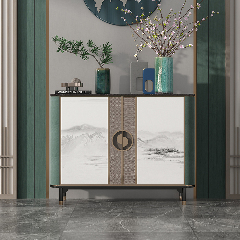 Light Lavish Rockboard Dining Cabinet Entrance Hall Entrance New Chinese Color Painting Xuanguan Cabinet High-end Modern Brief Corridor Decoration Cabinet