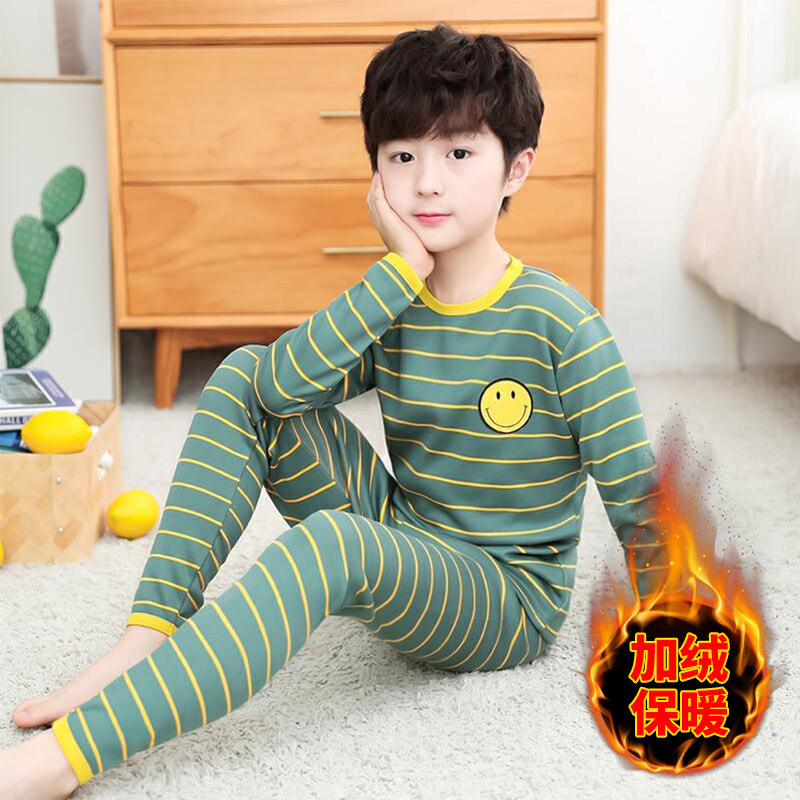 Boys' heating underwear plus velvet thickening winter autumn and winter bottoming children's clothing tide big children's autumn clothes sanitary pants