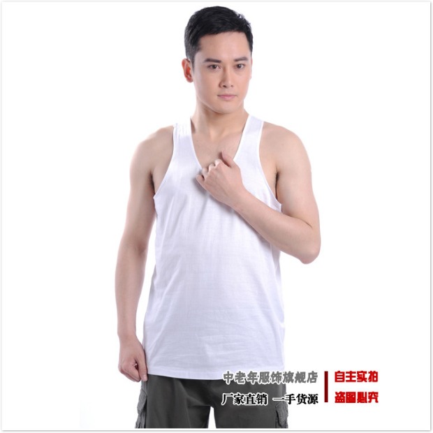 Mùa hè trung niên nam cotton sling trắng vest nam trung niên cotton áo len lỏng mồ hôi cũ cha comple tuổi 50