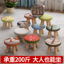 Small stool solid wood test shoes stool coffee table low stool home living room creative children Adult Small bench sofa round stool
