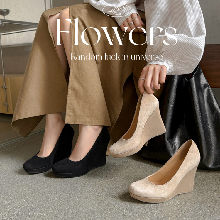 European and American Style 10cm Wedge Shallow Mouth Single Shoes for Women, 2026 New Spring and Autumn Genuine Leather Round Toe Waterproof Platform Thick-Soled High Heels