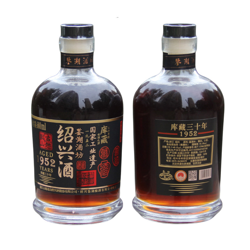 绍兴古越龙山1952库藏30年鉴湖酒坊三十年花雕酒半干型黄酒680ML评价