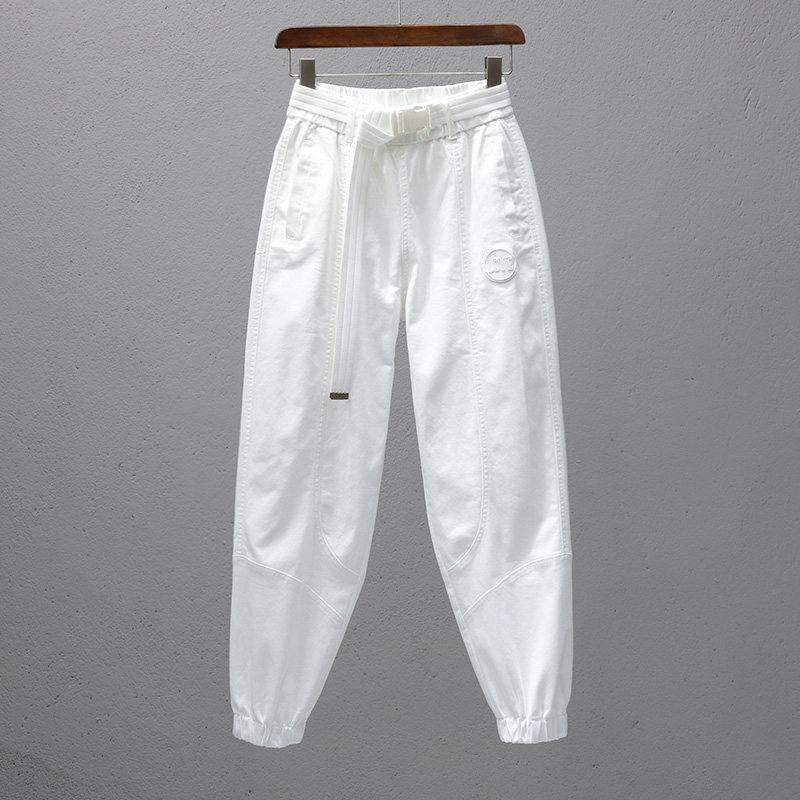 Spring and autumn thin women's pants 2022 New looser slim 100 hitch casual bunches pants white Roof Harun pants woman