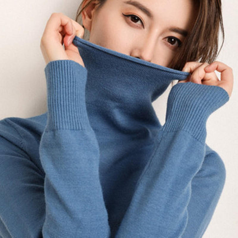 Knitwear pullover loose autumn and winter 2021 new high-neck cashmere base sweater wild high-neck slim sweater