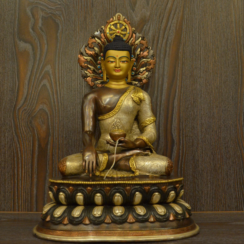 Nepal Shakyamuni handicraft Purple Shakyamuni Tantric backlight 36cm fine Buddha statue ornaments Shakyamuni Buddha