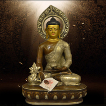 Medicine Buddha Buddha statue Tibetan Buddha Nepal handmade medicine King Buddha statue purple copper gilt tantric ornaments 33cm