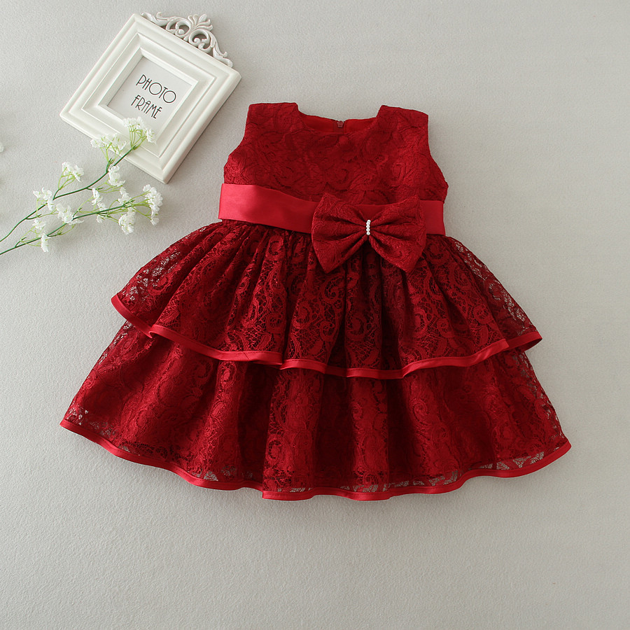 Baby dress puffy dress red dress baby birthday full moon wedding dress princess dress