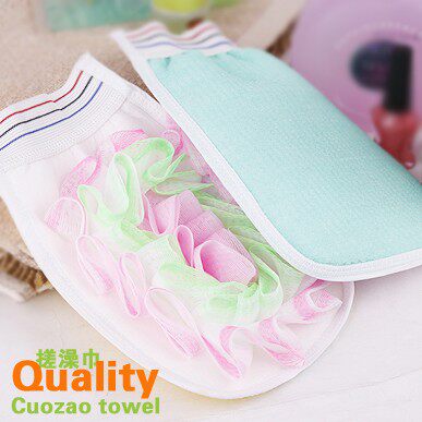New Hot Sell Home Daily Color Amazing Double-sided Rubbing Bath Gloves With Bath Flowers Bath Gloves