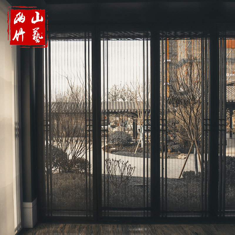 Bamboo Curtain Roller Curtain Partition Window Black New Chinese Shading Curtain Tea Room Greenhouse Dining Room Balcony Curtain