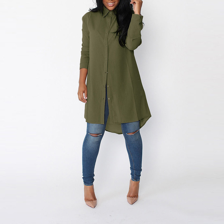 Women long shirts sexy chiffon tops ladies blouse big size