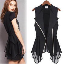 Chiffon waistcoat women fashion slim coat Vest girl blouse