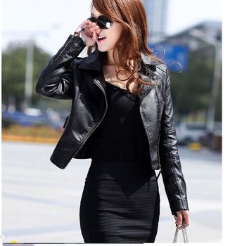 Pu Leather Wear Jacket Autumn Coat For Women Jackets XL-3XL